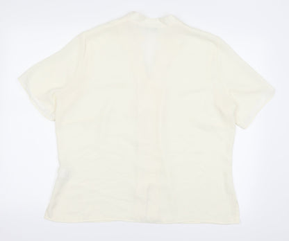 Back view of Marks & Spencer women’s ivory basic button-up, size UK 18