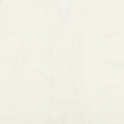 Brand and care label for Marks & Spencer women’s ivory basic button-up, size UK 18