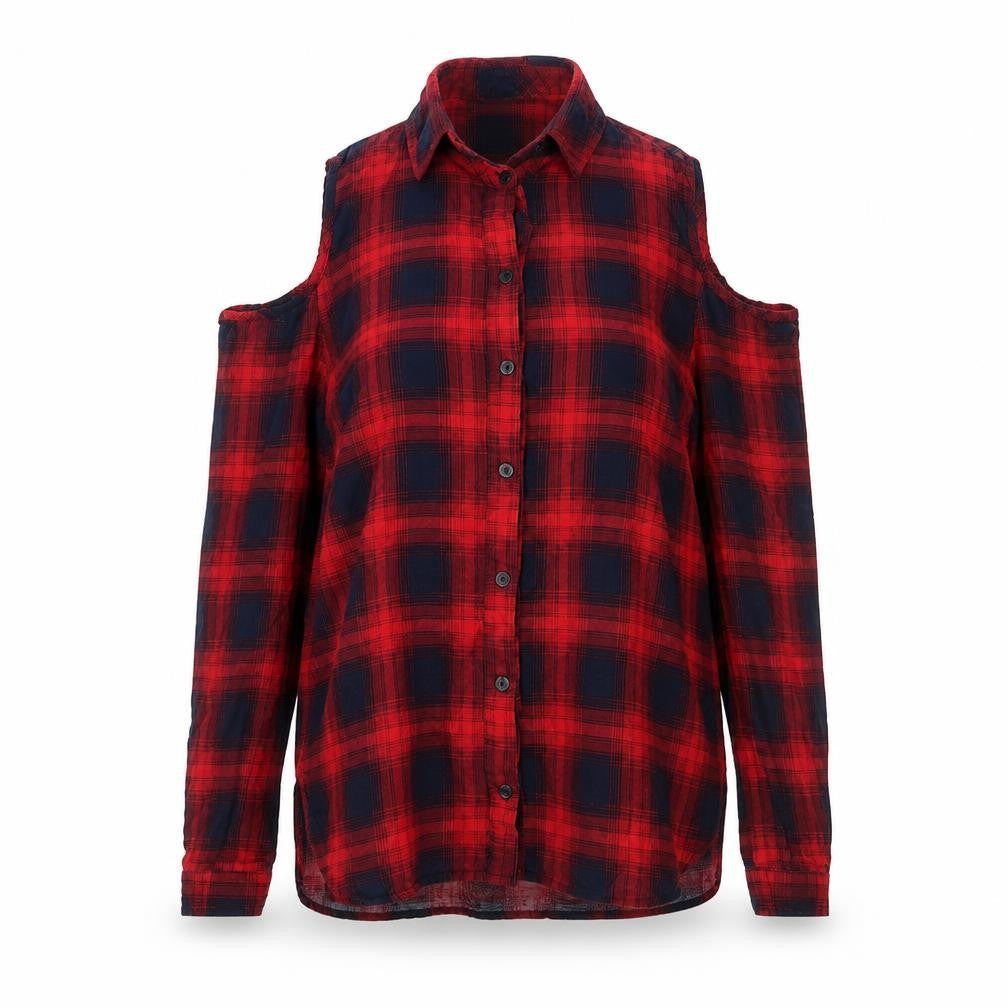 Cherry Koko Womens Red Check  Basic Button-Up Size S