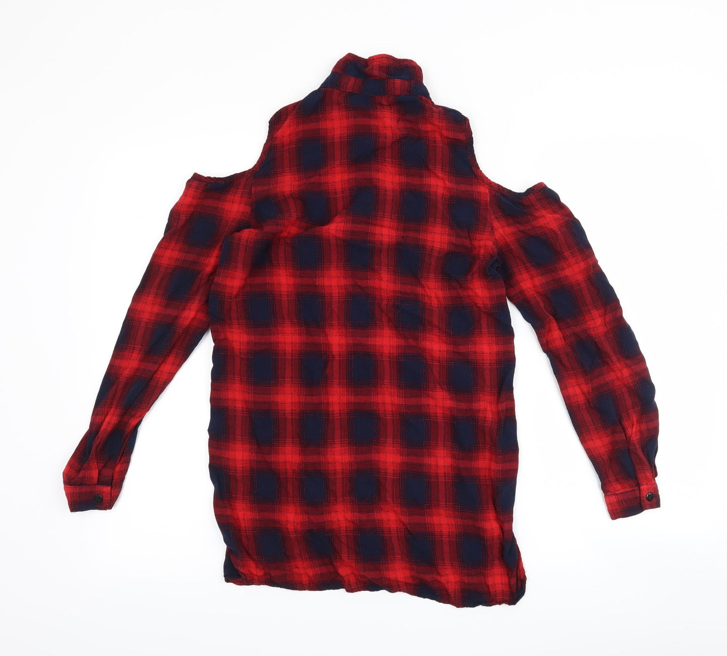 Cherry Koko Womens Red Check  Basic Button-Up Size S