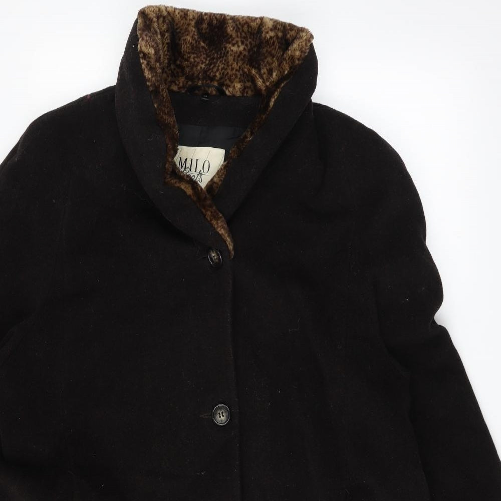 Milo Womens Black   Overcoat Coat Size 10