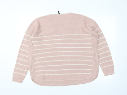Back view of Capsual women’s pink striped jumper, size UK 12