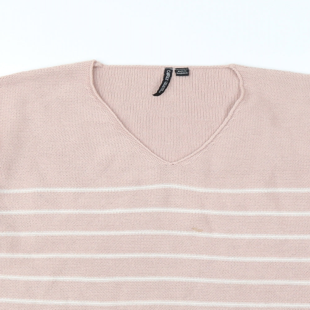 Capsual Womens Pink Striped  Pullover Jumper Size 12