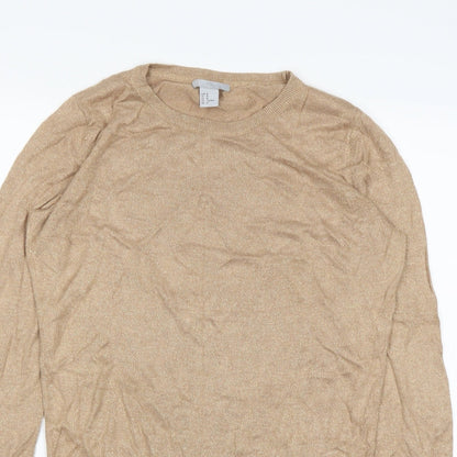 Close-up detail of H&M women’s beige jumper, size M