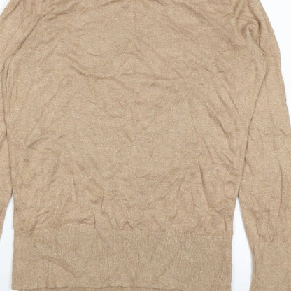 Brand and care label for H&M women’s beige jumper, size M