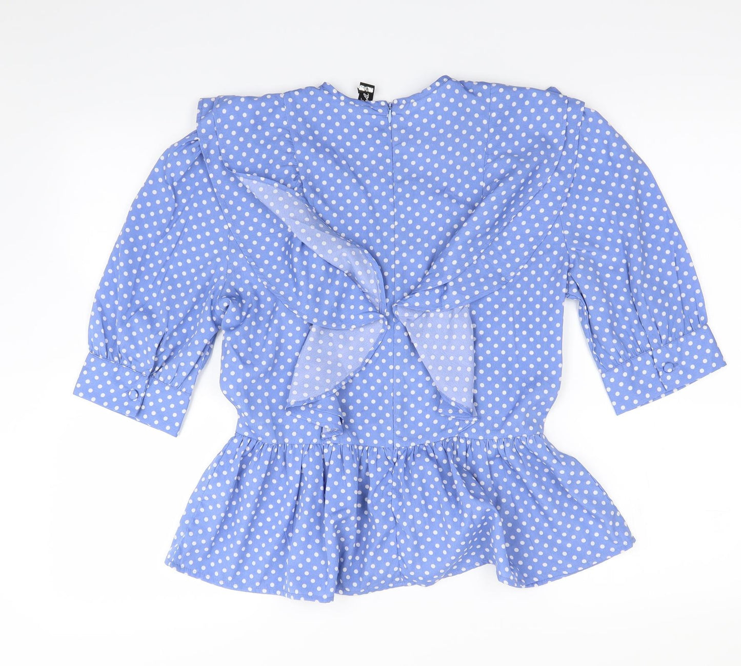 Influence Womens Blue Polka Dot  Basic Blouse Size 10