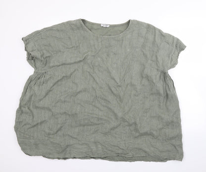 Front view of Alba Monti women’s green basic blouse, size XL