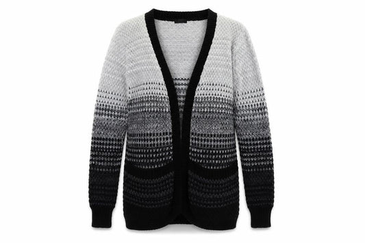 Front view of F&F women’s black cardigan jumper, size UK 10
