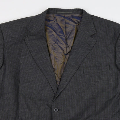 Close-up detail of George men’s grey check jacket suit jacket, size 38