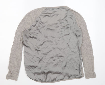 Back view of Cubus women’s grey knit jumper, size M, - satin back