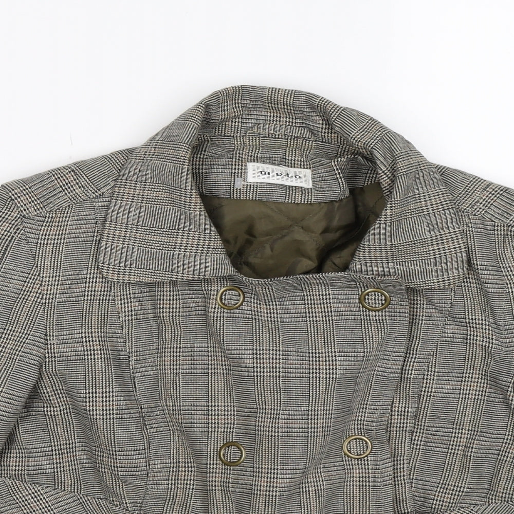 Moto Womens Grey Check Knit Jacket  Size 10