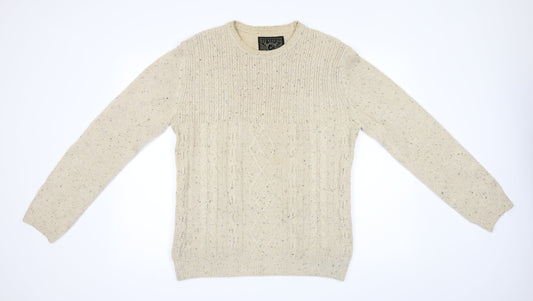 Red Hearing Mens Beige   Pullover Jumper Size S