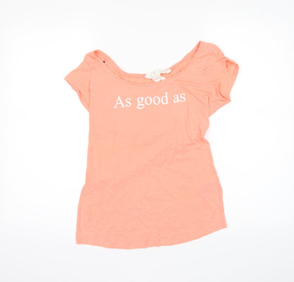 Front view of H&M women’s pink basic blouse, size S