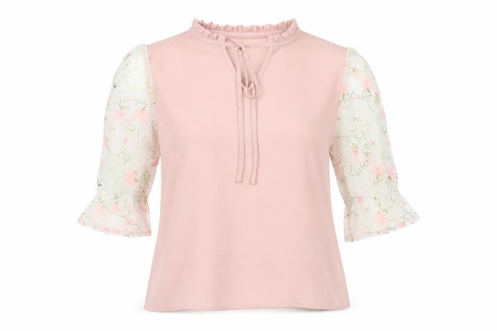 SheIn Womens Pink Floral  Basic Blouse Size M