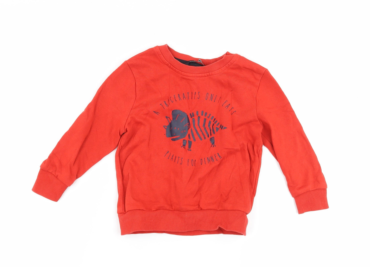 George Boys Red   Pullover Jumper Size 18-24 Months  - Dinosaur