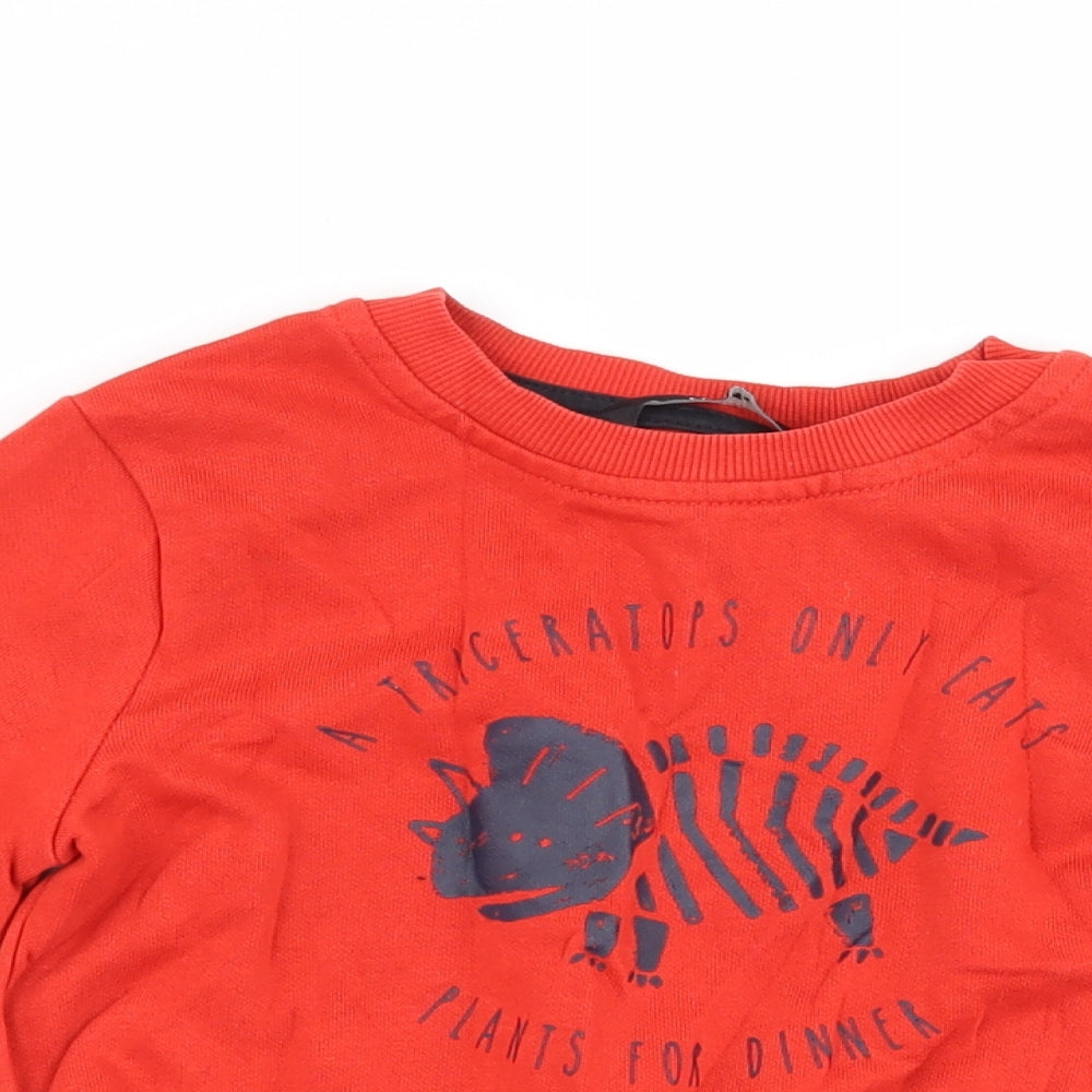 George Boys Red   Pullover Jumper Size 18-24 Months  - Dinosaur