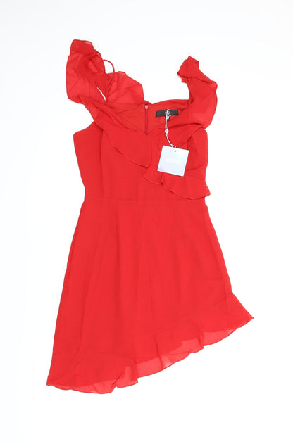 Additional front view of Misguided women’s red fit & flare, size UK 8