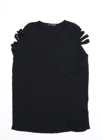 Additional front view of I SAW IT FIRST women’s black tunic t-shirt, size UK 8