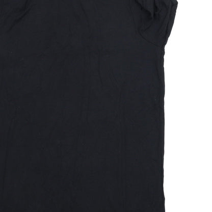Brand and care label for I SAW IT FIRST women’s black tunic t-shirt, size UK 8