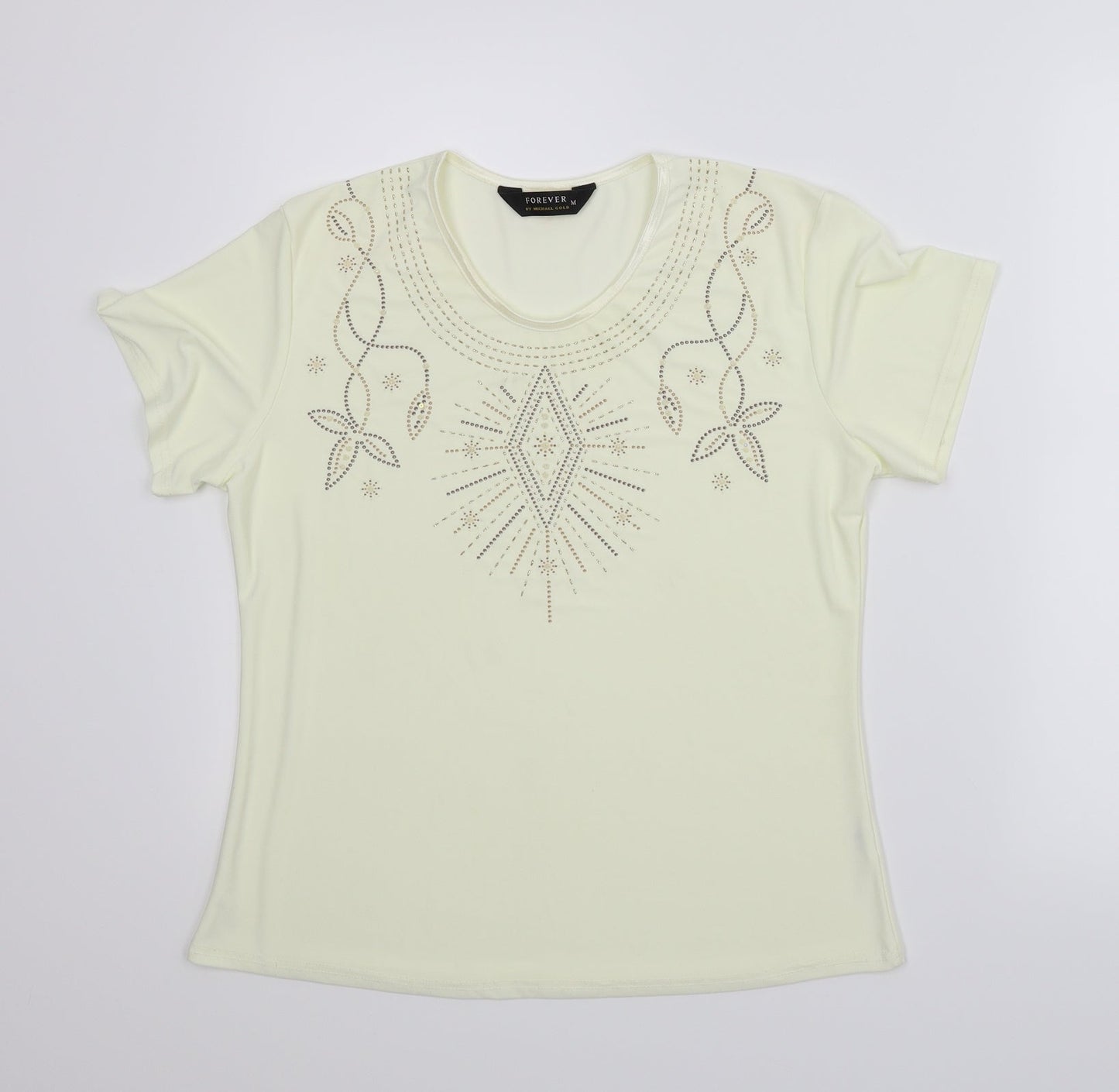 Forever Womens Beige Floral  Basic Blouse Size M
