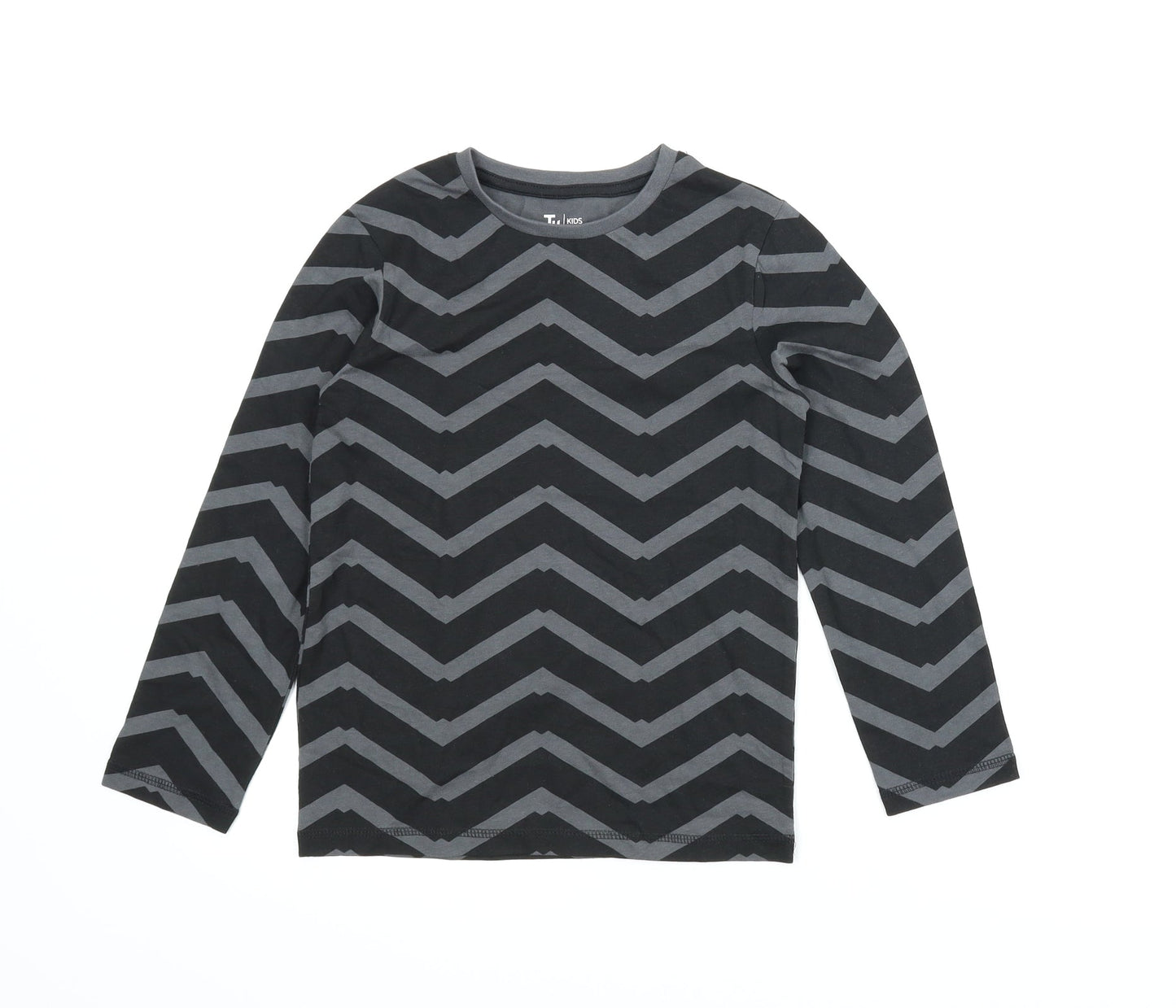 TU Boys Grey Striped  Basic T-Shirt Size 7 Years