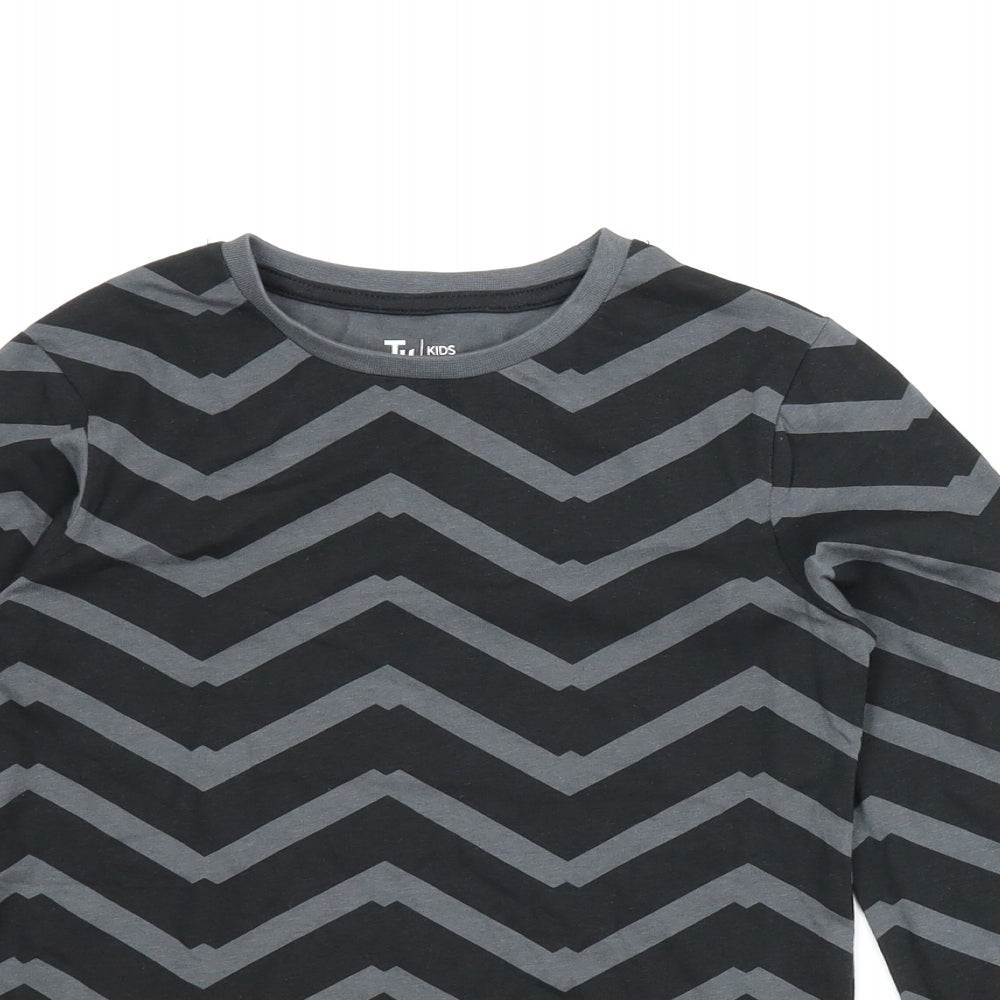 TU Boys Grey Striped  Basic T-Shirt Size 7 Years