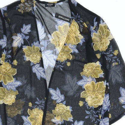 Close-up detail of JD Williams women’s multicoloured floral kimono blouse, size UK 10