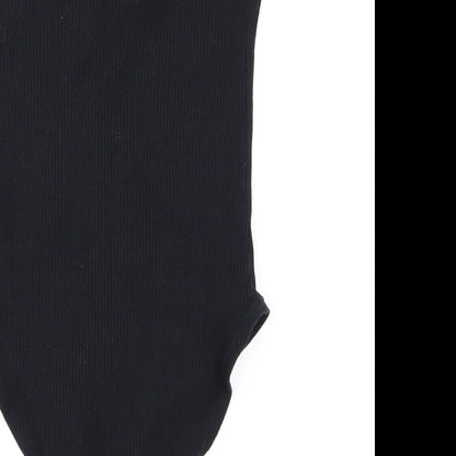 Brand and care label for Topshop women’s black cut-off shorts, size UK 10