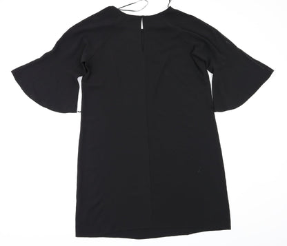 Back view of Papaya women’s black fit & flare, size UK 14