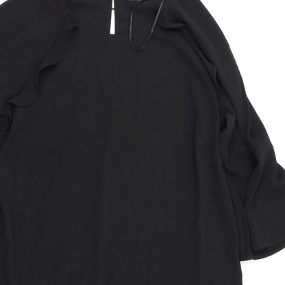 Close-up detail of Papaya women’s black fit & flare, size UK 14