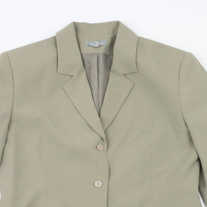 Close-up detail of NAFNAF women’s beige jacket blazer, size UK 40
