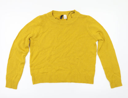 Front view of H&M women’s yellow jumper, size S