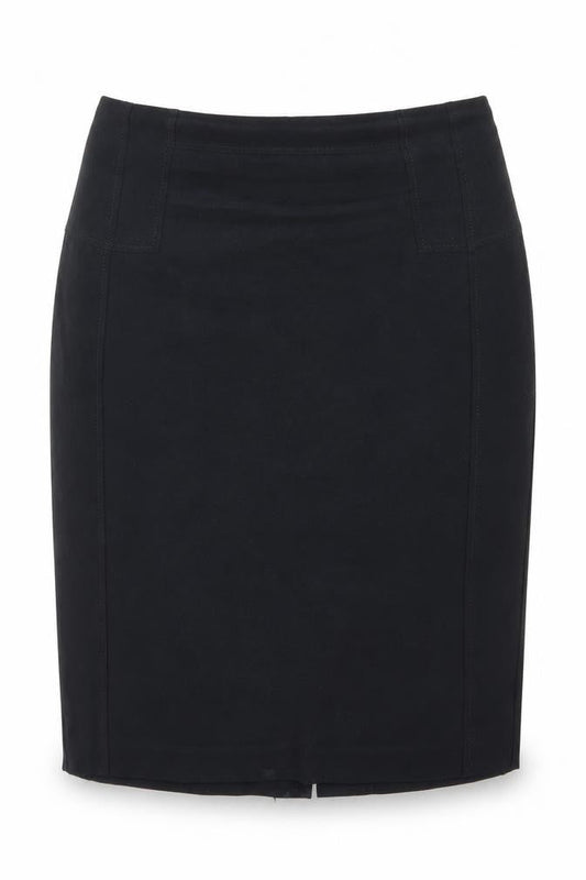 Front view of Dorothy Perkins women’s black a-line skirt, size UK 12