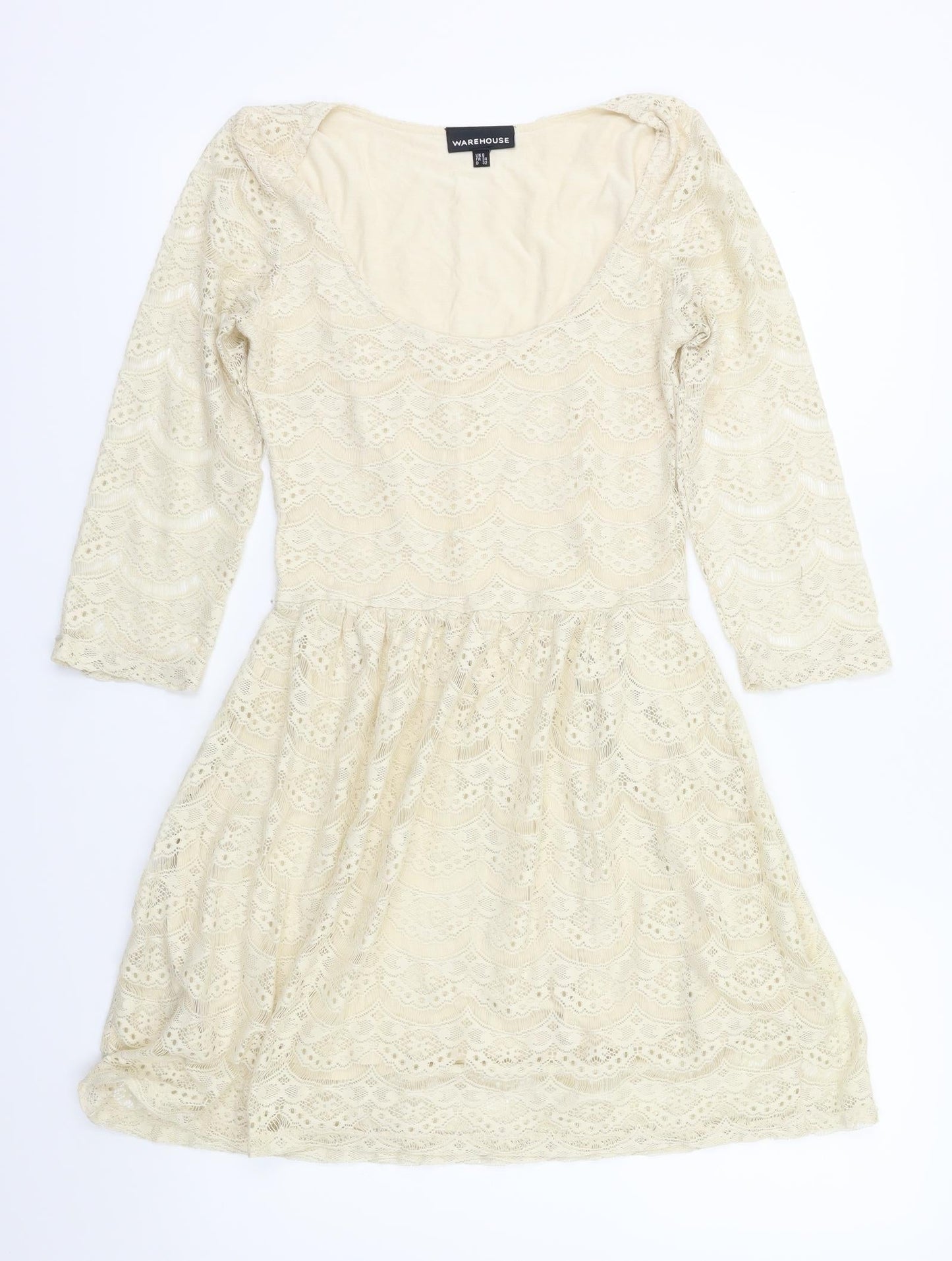 Warehouse Womens Ivory Floral  Fit & Flare  Size 6