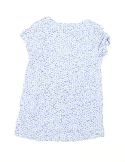 Back view of Next girls’ blue floral basic t-shirt, size 9, years