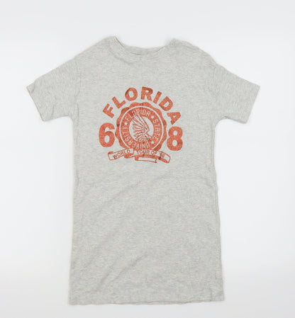Additional front view of Next girls’ grey basic t-shirt, size 7, years