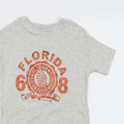 Close-up detail of Next girls’ grey basic t-shirt, size 7, years
