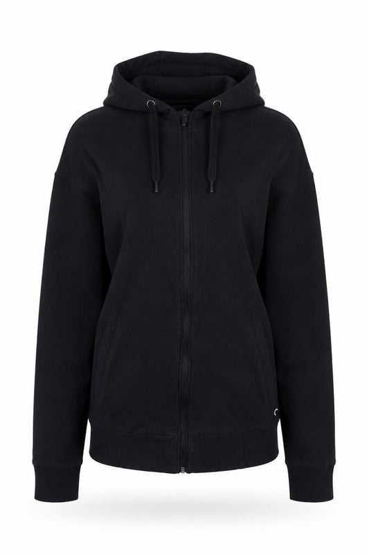 Front view of Marks & Spencer women’s black cardigan jumper, size UK 10