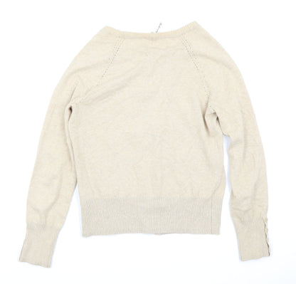 Back view of Red Herring women’s beige cardigan jumper, size UK 12