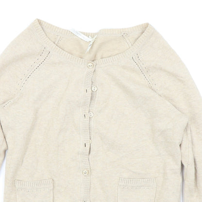 Close-up detail of Red Herring women’s beige cardigan jumper, size UK 12