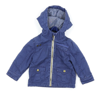Front view of Asda George boys’ blue basic coat coat, size 9-12, months
