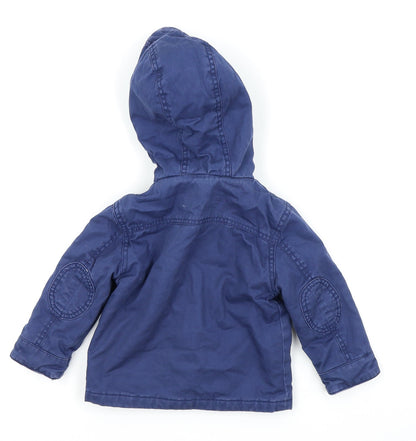 Back view of Asda George boys’ blue basic coat coat, size 9-12, months