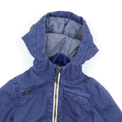 Close-up detail of Asda George boys’ blue basic coat coat, size 9-12, months