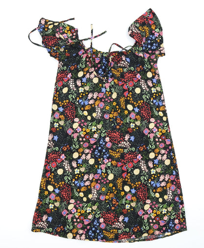 Back view of Only women’s black floral fit & flare, size UK 6