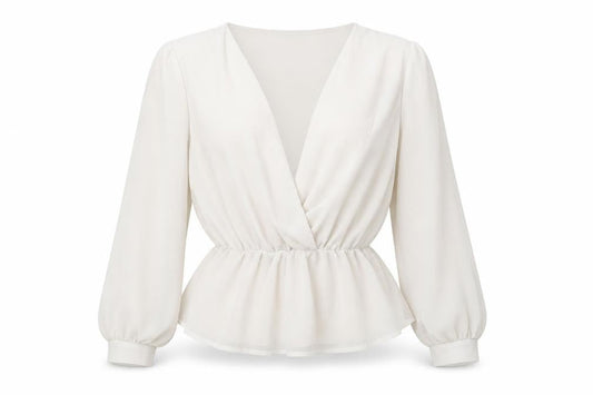 Front view of Boohoo women’s grey basic blouse, size UK 6