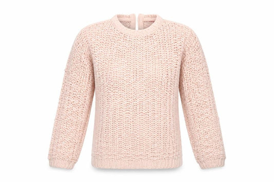 Front view of Young Dimension boys’ pink knit jumper, size 12-13, years
