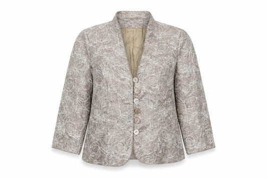 Country Casuals Womens Beige Floral  Jacket Suit Jacket Size 12