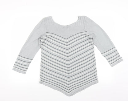 Additional front view of Classics women’s grey striped jumper, size M