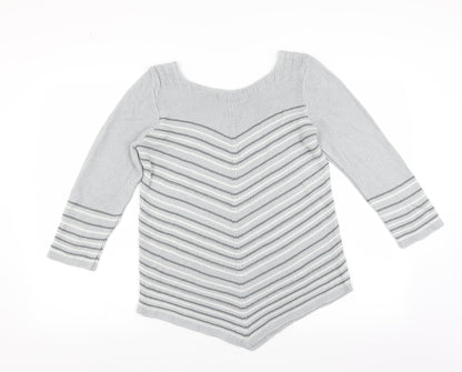 Back view of Classics women’s grey striped jumper, size M