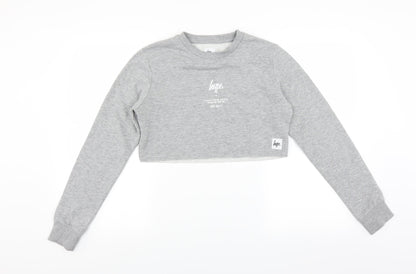 Additional front view of Hype women’s grey pullover sweatshirt, size UK 6, - cropped